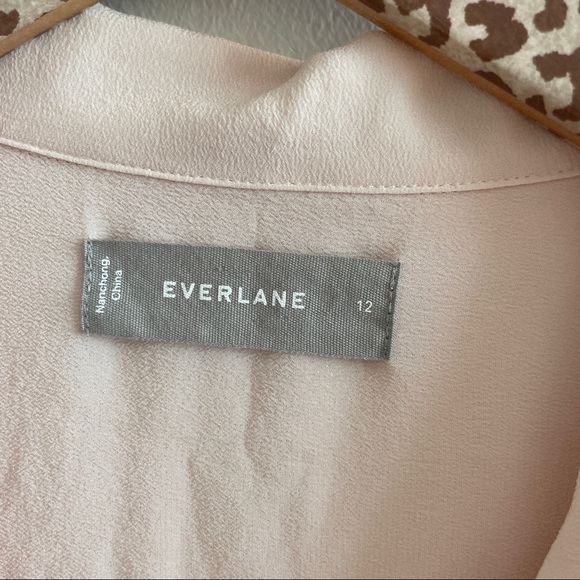 Everlane Blush Piped Silk Notch Button Down Blouse - Picture 3 of 8